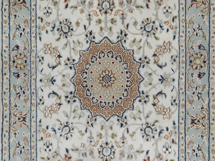2'5" x 10'0" New Hand Knotted Ivory Wool & Silk Runner Oriental Rug - MOA10291013