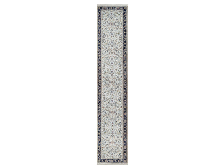 2'8" x 14'0" New Hand Knotted Ivory Wool & Silk Runner Oriental Rug - MOA10291015