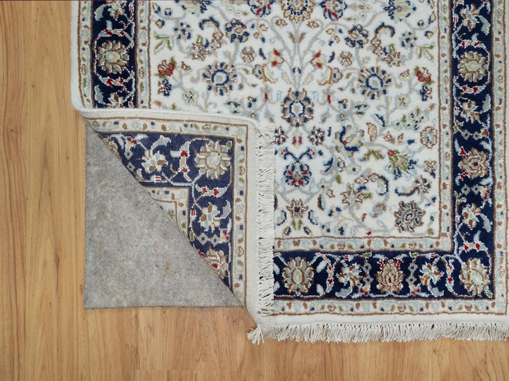 2'8" x 14'0" New Hand Knotted Ivory Wool & Silk Runner Oriental Rug - MOA10291015