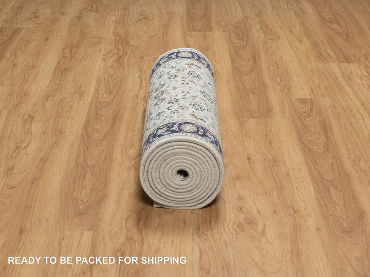 2'8" x 14'0" New Hand Knotted Ivory Wool & Silk Runner Oriental Rug - MOA10291015