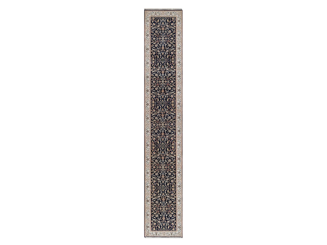 2'7" x 16'0" New Hand Knotted Blue Wool & Silk Runner Oriental Rug - MOA10291016