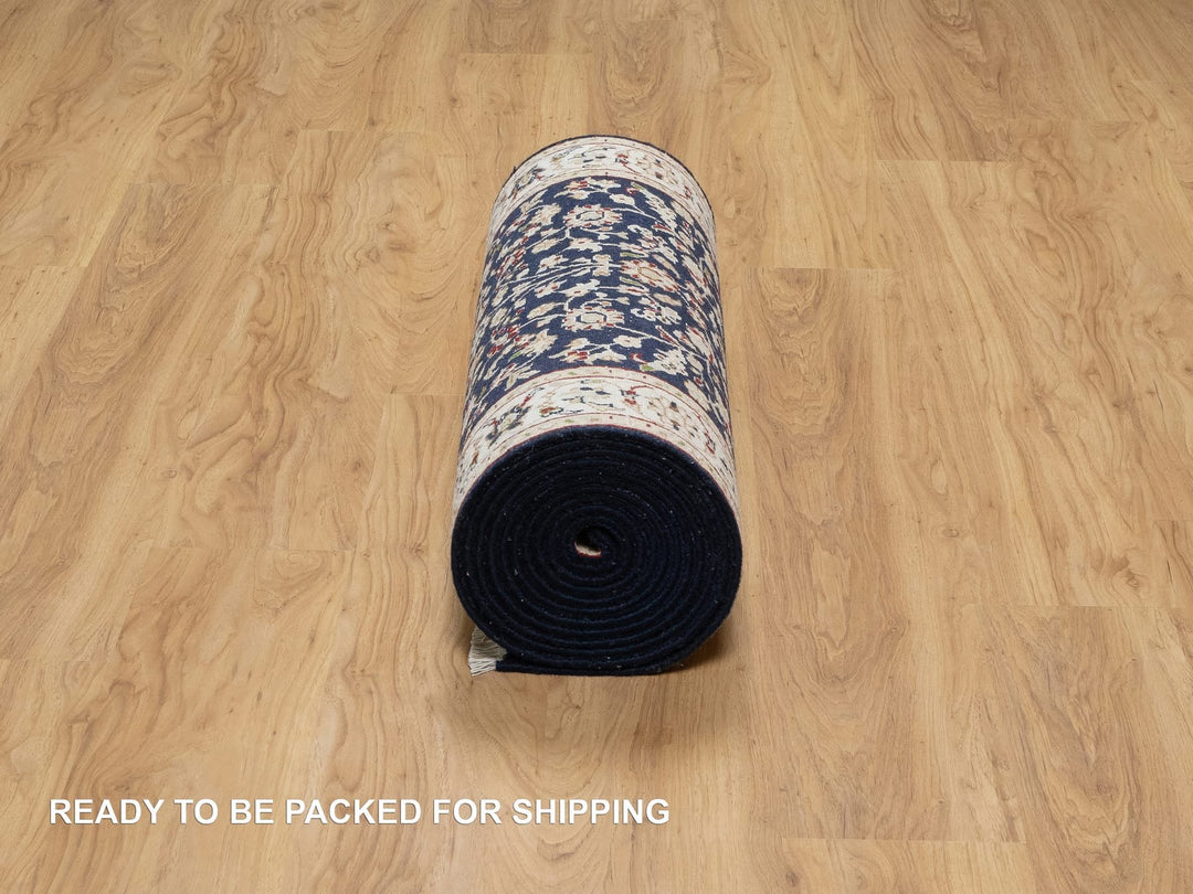 2'7" x 16'0" New Hand Knotted Blue Wool & Silk Runner Oriental Rug - MOA10291016