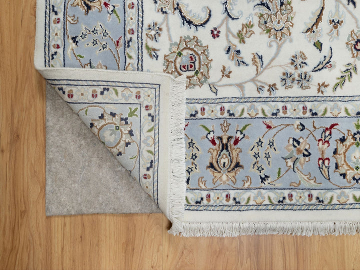 5'7" x 9'0" New Hand Knotted Ivory Wool & Silk Rectangle Oriental Rug - MOA10291017