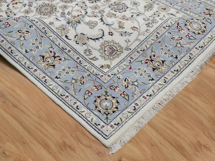 5'7" x 9'0" New Hand Knotted Ivory Wool & Silk Rectangle Oriental Rug - MOA10291017