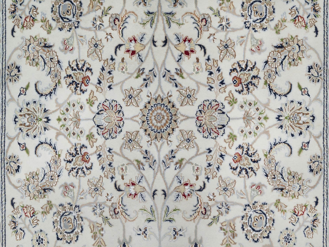 5'7" x 9'0" New Hand Knotted Ivory Wool & Silk Rectangle Oriental Rug - MOA10291017