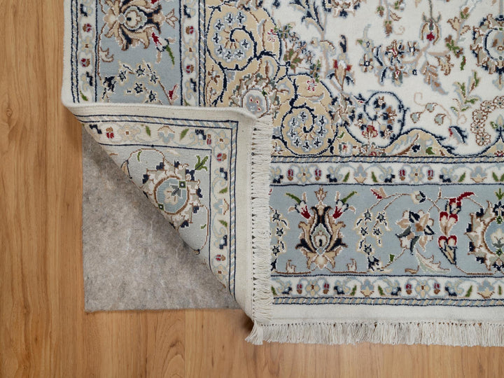 5'6" x 5'9" New Hand Knotted Ivory Wool & Silk Square Oriental Rug - MOA10291021