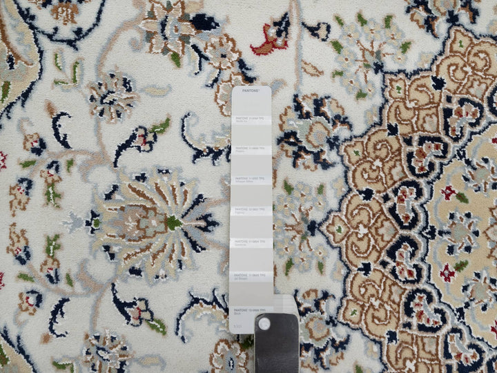 5'6" x 5'9" New Hand Knotted Ivory Wool & Silk Square Oriental Rug - MOA10291021
