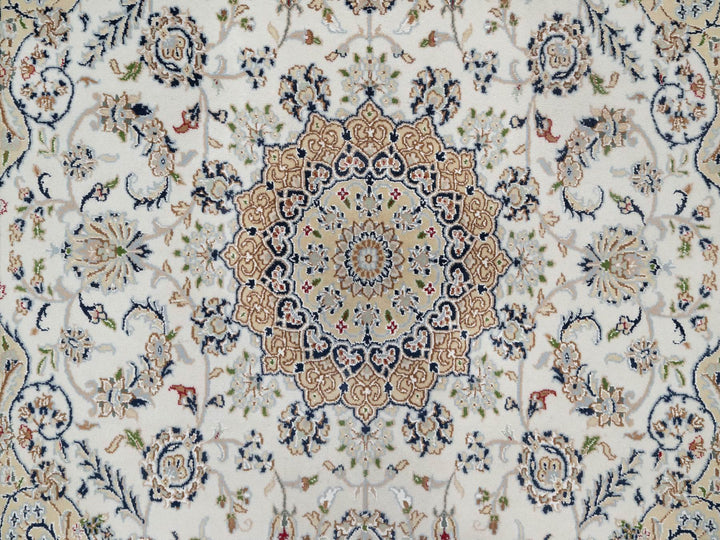 5'6" x 5'9" New Hand Knotted Ivory Wool & Silk Square Oriental Rug - MOA10291021