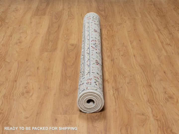 5'6" x 5'9" New Hand Knotted Ivory Wool & Silk Square Oriental Rug - MOA10291021