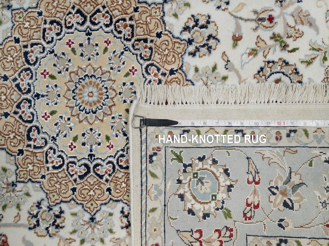 5'6" x 5'9" New Hand Knotted Ivory Wool & Silk Square Oriental Rug - MOA10291021