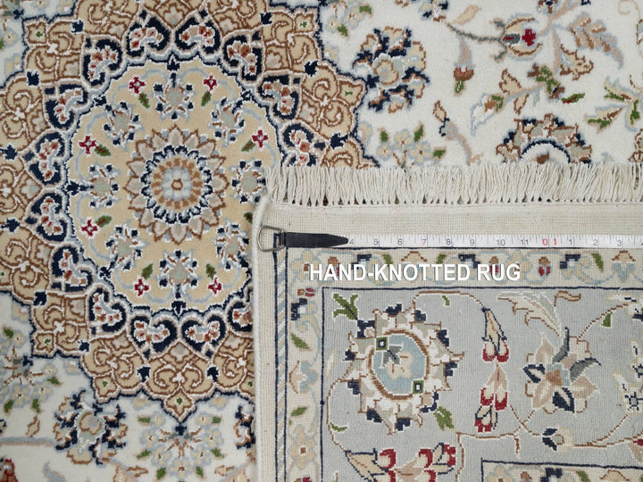 5'6" x 5'9" New Hand Knotted Ivory Wool & Silk Square Oriental Rug - MOA10291021