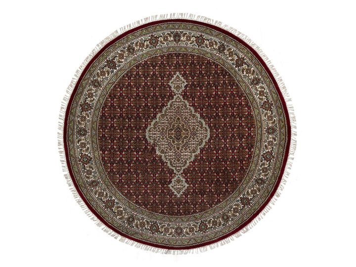 6'0" x 6'0" New Hand Knotted Red Wool Round Oriental Rug - MOA10291023