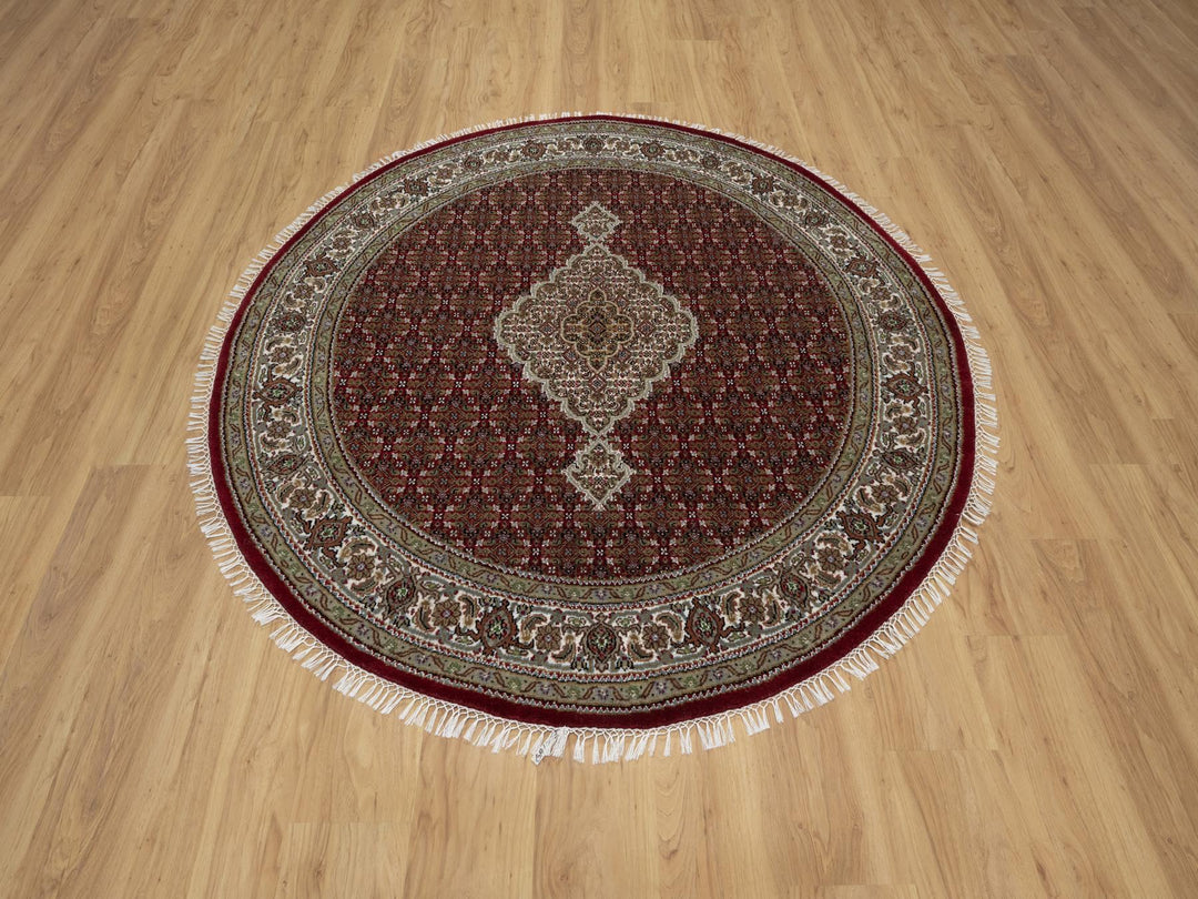 6'0" x 6'0" New Hand Knotted Red Wool Round Oriental Rug - MOA10291023