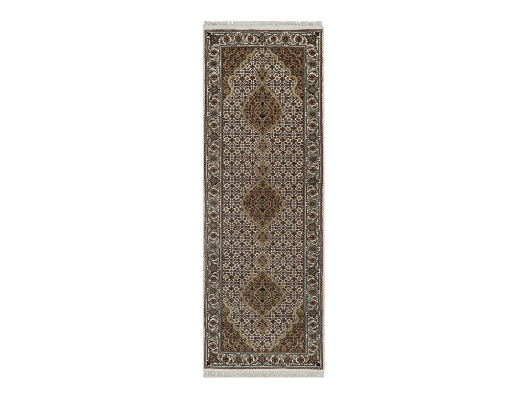 2'10" x 8'0" New Hand Knotted Ivory Wool Runner Oriental Rug - MOA10291025
