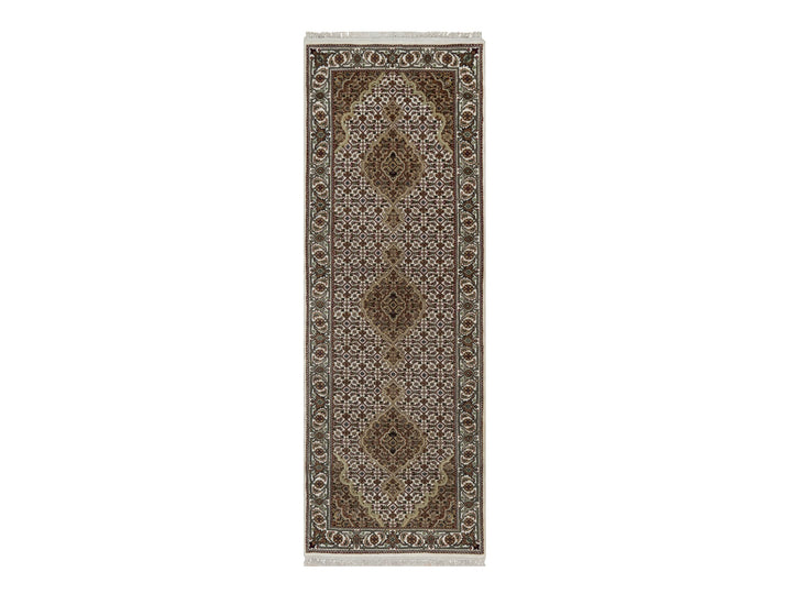 2'10" x 8'0" New Hand Knotted Ivory Wool Runner Oriental Rug - MOA10291025