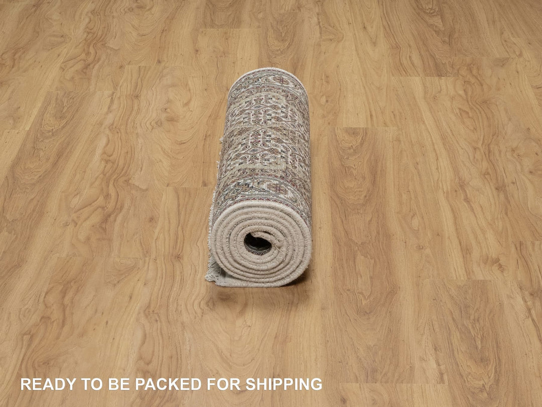 2'10" x 8'0" New Hand Knotted Ivory Wool Runner Oriental Rug - MOA10291025