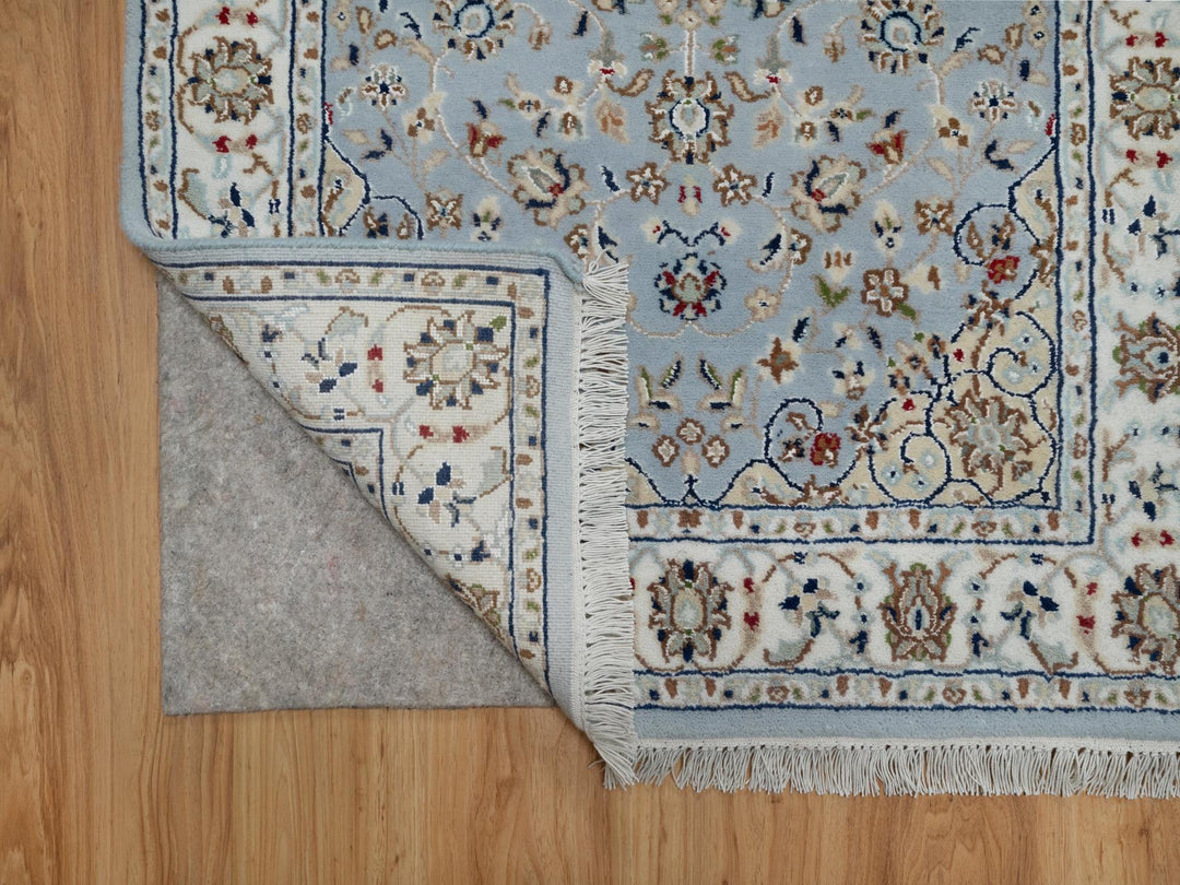 2'8" x 12'9" New Hand Knotted Blue Wool & Silk Runner Oriental Rug - MOA10291026