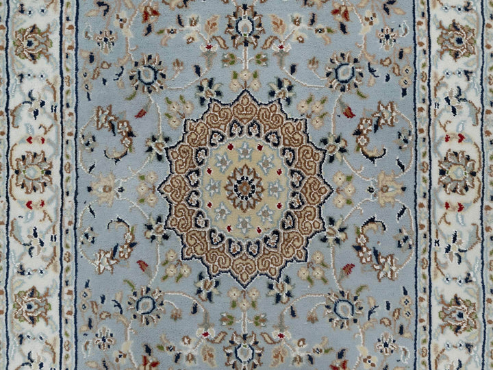 2'8" x 12'9" New Hand Knotted Blue Wool & Silk Runner Oriental Rug - MOA10291026