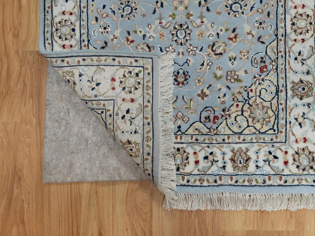 2'8" x 10'1" New Hand Knotted Blue Wool & Silk Runner Oriental Rug - MOA10291029