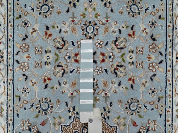 2'8" x 10'1" New Hand Knotted Blue Wool & Silk Runner Oriental Rug - MOA10291029