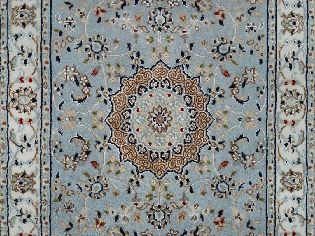 2'8" x 10'1" New Hand Knotted Blue Wool & Silk Runner Oriental Rug - MOA10291029