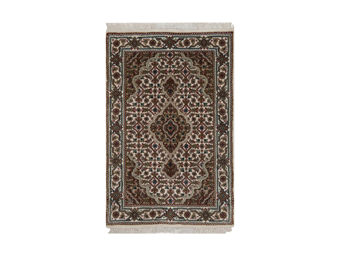 2'0" x 3'0" New Hand Knotted Ivory Wool Rectangle Oriental Rug - MOA10291030