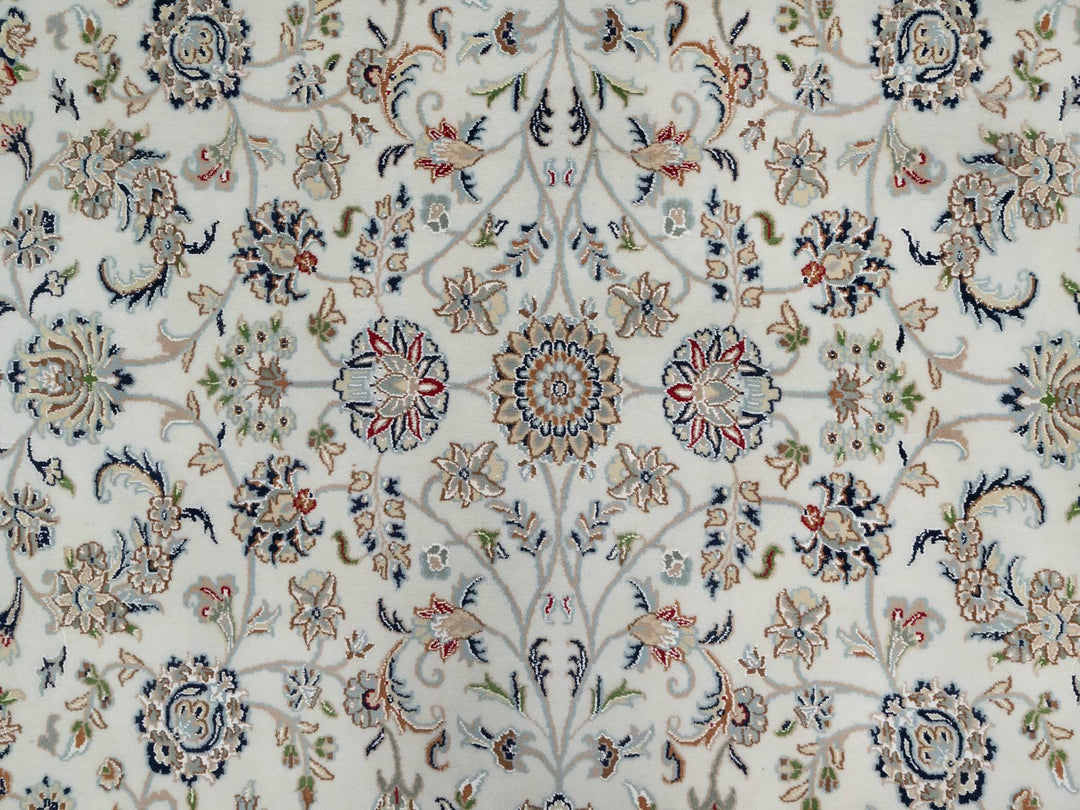 8'0" x 8'0" New Hand Knotted Ivory Wool & Silk Round Oriental Rug - MOA10291032