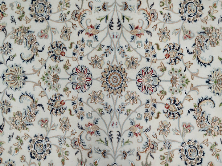 8'0" x 8'0" New Hand Knotted Ivory Wool & Silk Round Oriental Rug - MOA10291032