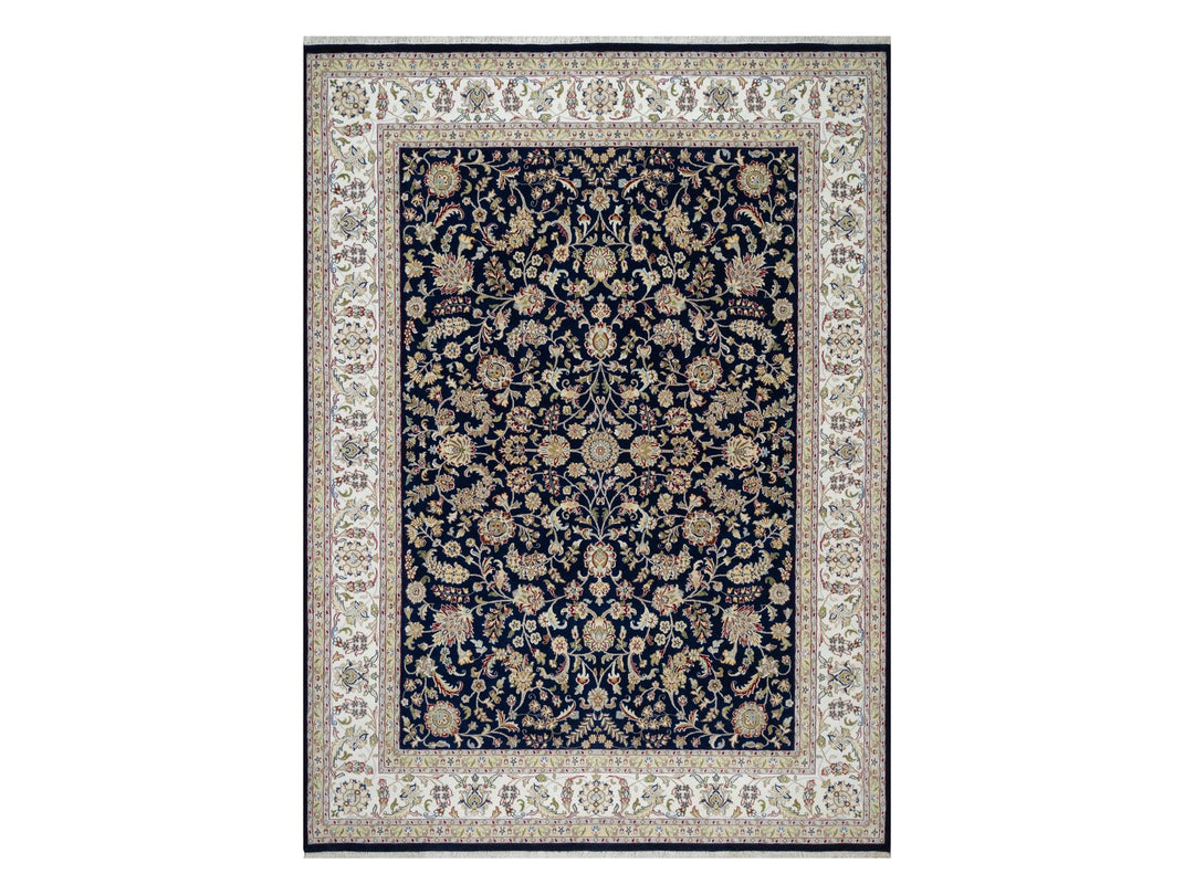 8'9" x 12'0" New Hand Knotted Blue Wool & Silk Rectangle Oriental Rug - MOA10291034