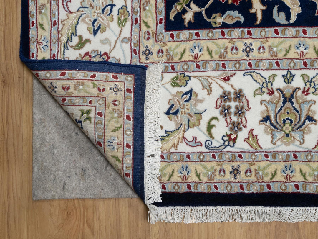 8'9" x 12'0" New Hand Knotted Blue Wool & Silk Rectangle Oriental Rug - MOA10291034