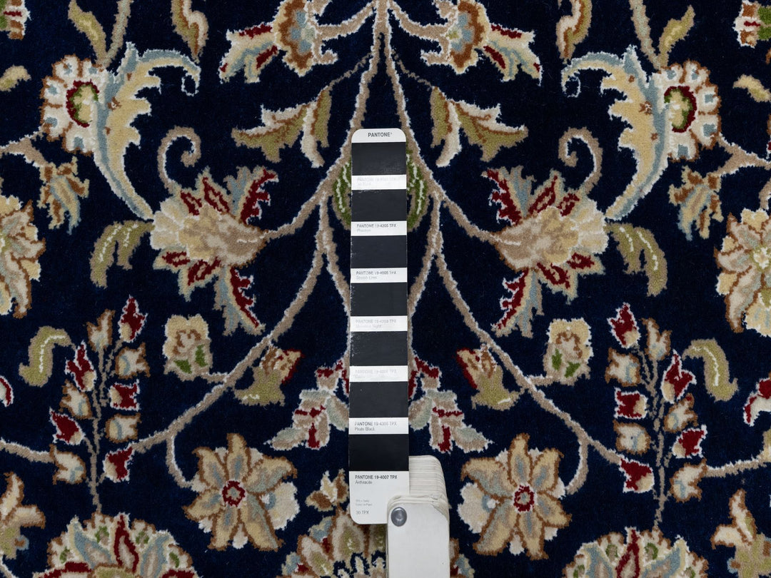 8'9" x 12'0" New Hand Knotted Blue Wool & Silk Rectangle Oriental Rug - MOA10291034
