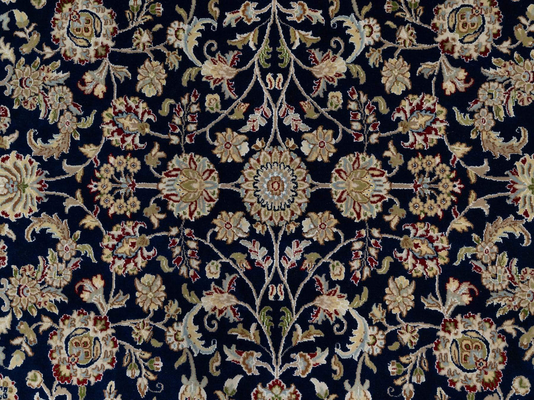 8'9" x 12'0" New Hand Knotted Blue Wool & Silk Rectangle Oriental Rug - MOA10291034