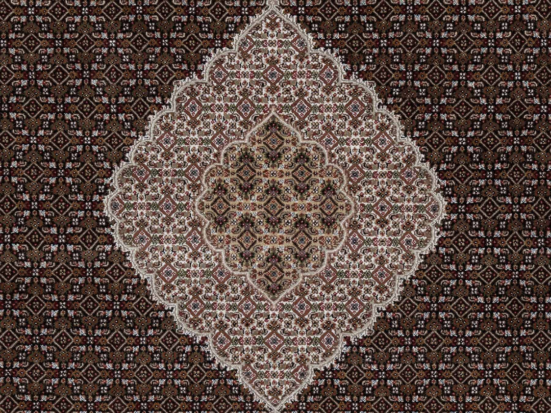 8'0" x 8'0" New Hand Knotted Black Wool Round Oriental Rug - MOA10291041