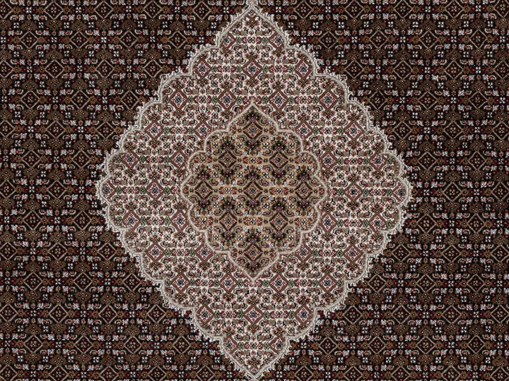 8'0" x 8'0" New Hand Knotted Black Wool Round Oriental Rug - MOA10291041