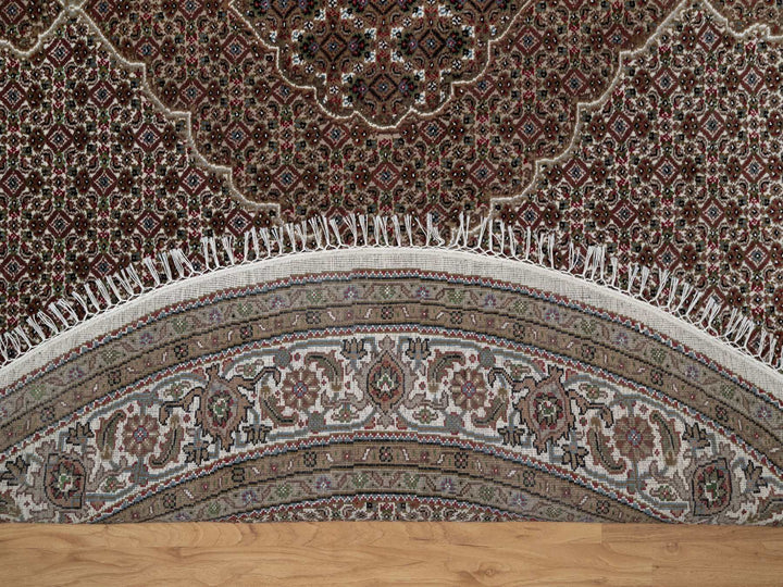 7'6" x 7'6" New Hand Knotted Ivory Wool Round Oriental Rug - MOA10291042