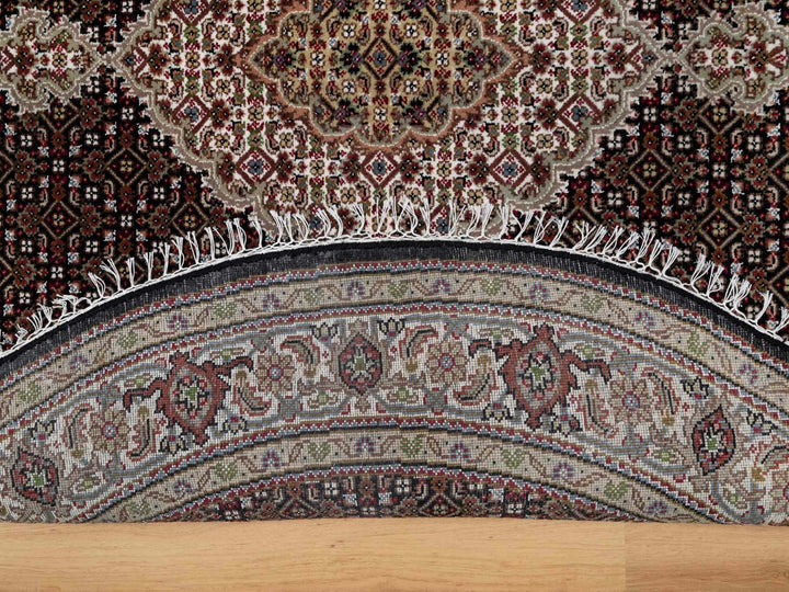 6'0" x 6'0" New Hand Knotted Black Wool Round Oriental Rug - MOA10291043