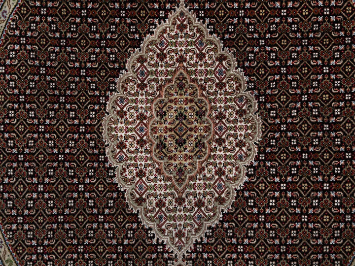 6'0" x 6'0" New Hand Knotted Black Wool Round Oriental Rug - MOA10291043