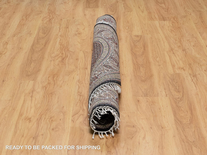 6'0" x 6'0" New Hand Knotted Black Wool Round Oriental Rug - MOA10291043