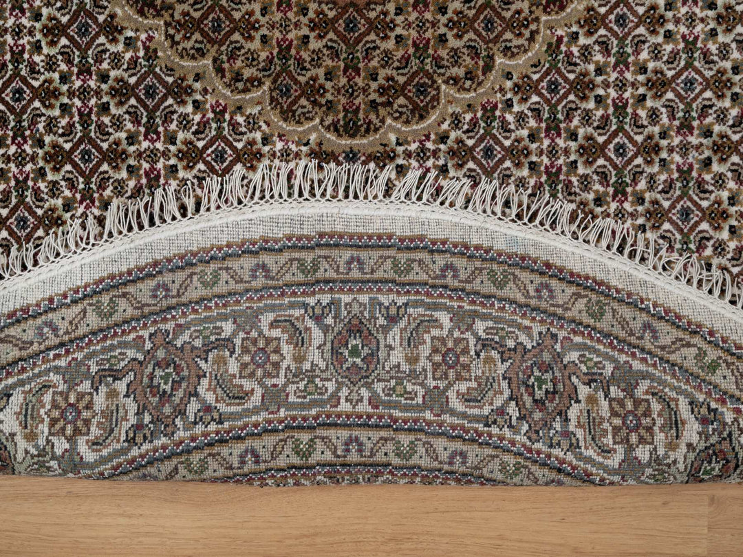 6'0" x 6'0" New Hand Knotted Ivory Wool Round Oriental Rug - MOA10291044