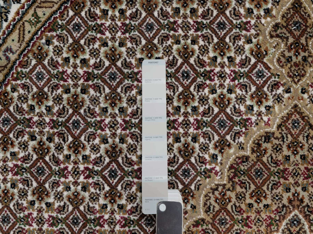 6'0" x 6'0" New Hand Knotted Ivory Wool Round Oriental Rug - MOA10291044