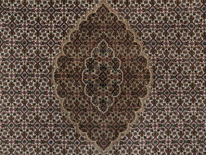 6'0" x 6'0" New Hand Knotted Ivory Wool Round Oriental Rug - MOA10291044