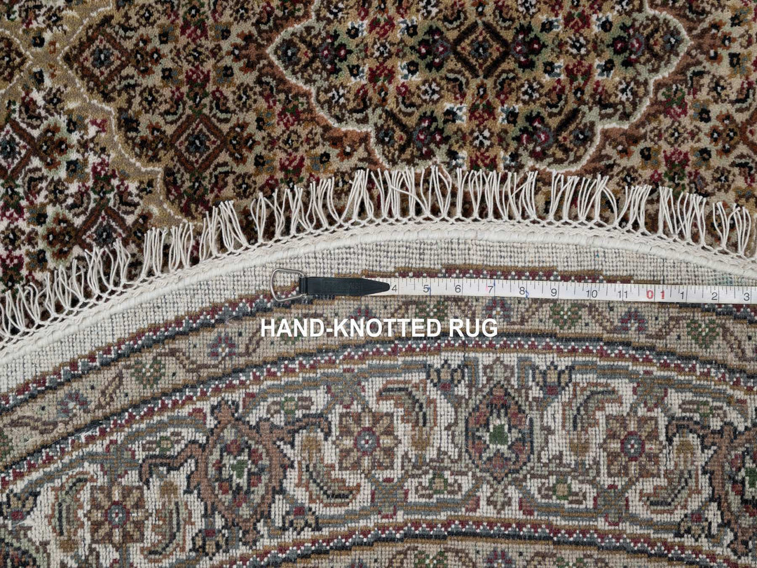 6'0" x 6'0" New Hand Knotted Ivory Wool Round Oriental Rug - MOA10291044