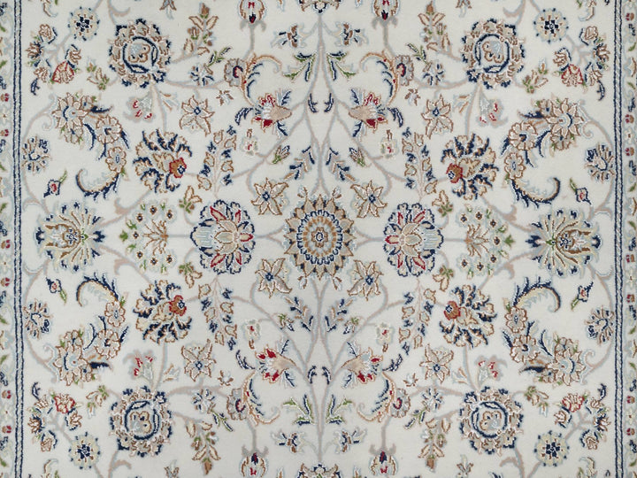 6'0" x 9'0" New Hand Knotted Ivory Wool & Silk Rectangle Oriental Rug - MOA10291049