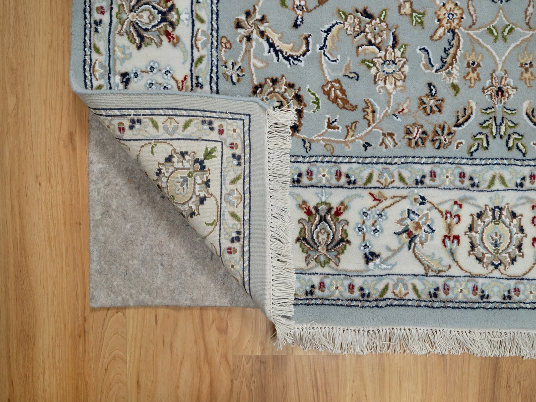 5'0" x 8'0" New Hand Knotted Blue Wool & Silk Rectangle Oriental Rug - MOA10291052