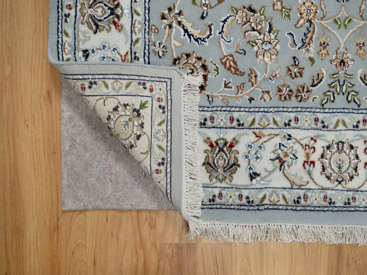 5'0" x 8'0" New Hand Knotted Blue Wool & Silk Rectangle Oriental Rug - MOA10291052