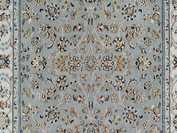 5'0" x 8'0" New Hand Knotted Blue Wool & Silk Rectangle Oriental Rug - MOA10291052