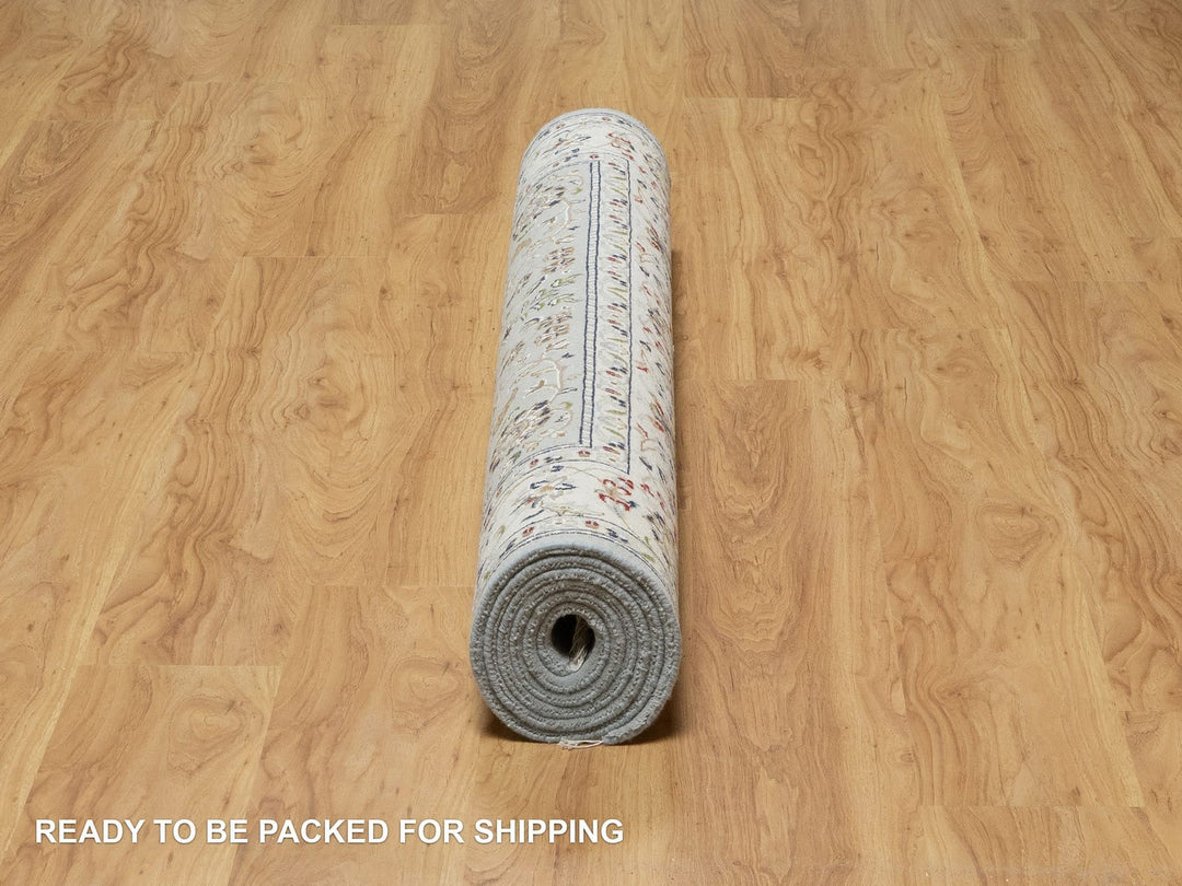 5'0" x 8'0" New Hand Knotted Blue Wool & Silk Rectangle Oriental Rug - MOA10291052