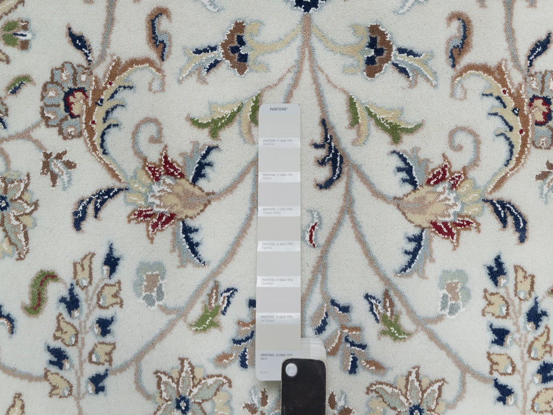 9'0" x 12'1" New Hand Knotted Ivory Wool & Silk Rectangle Oriental Rug - MOA10291055