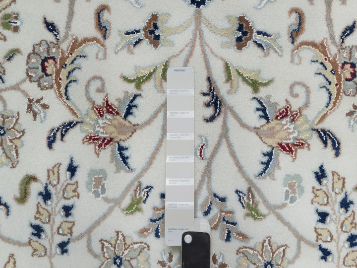 9'0" x 12'1" New Hand Knotted Ivory Wool & Silk Rectangle Oriental Rug - MOA10291055
