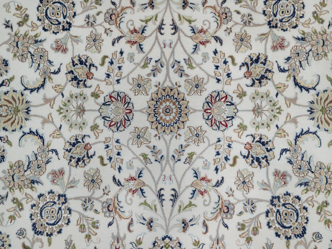 9'0" x 12'1" New Hand Knotted Ivory Wool & Silk Rectangle Oriental Rug - MOA10291055